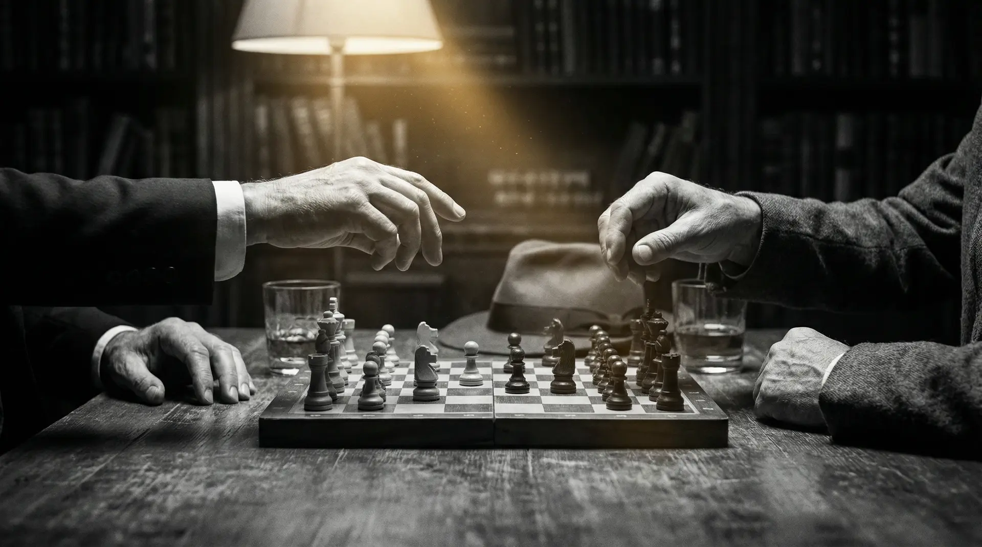 国产欧美 艺术探索系列 - 非线性叙事，棋盘上的对弈象征命运的交错